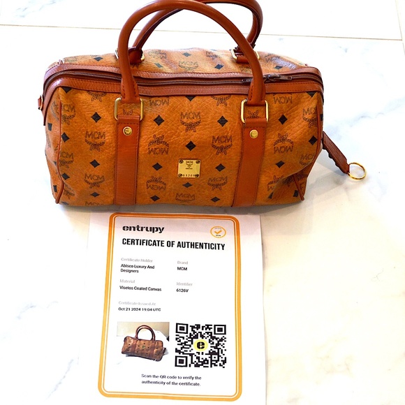 MCM Visetos Congnac Boston Bag Golf Collection Medium - Picture 1 of 16